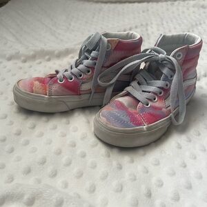 Pink/purple Vans high top shoes